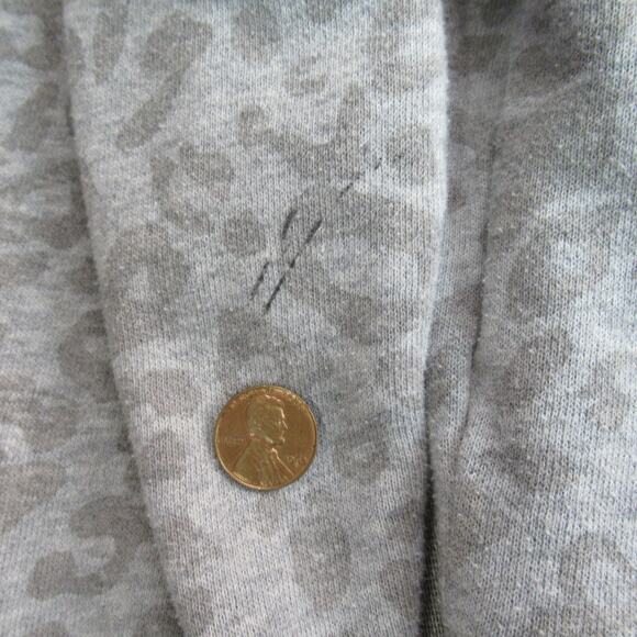 Calvin Klein Sweatshirt Womens Size M Gray Leopard Print Fleece Mock Neck Logo - Picture 5 of 10